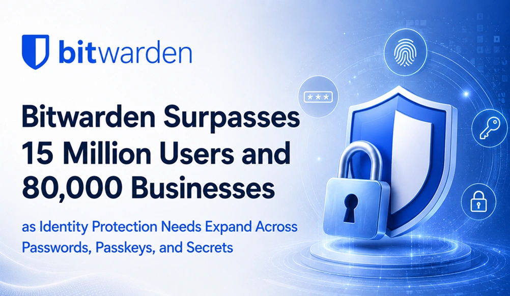 Bitwarden Surpasses 15 Million Users and 80,000 Businesses as Identity Protection Needs Expand Across Passwords, Passkeys, and Secrets
